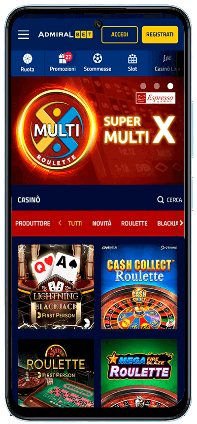 Admiralbet App за казино игри