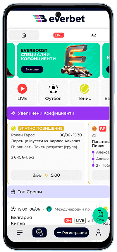 Everbet мобилна версия