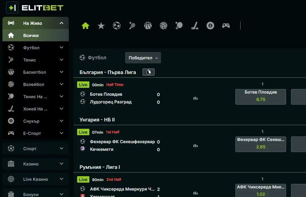 Elitbet Live залози