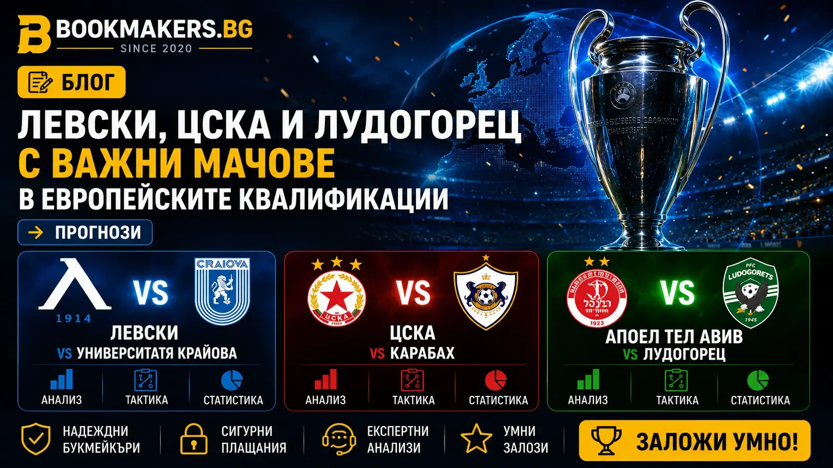 Левски, ЦСКА и Лудогорец с важни мачове в европейските квалификации