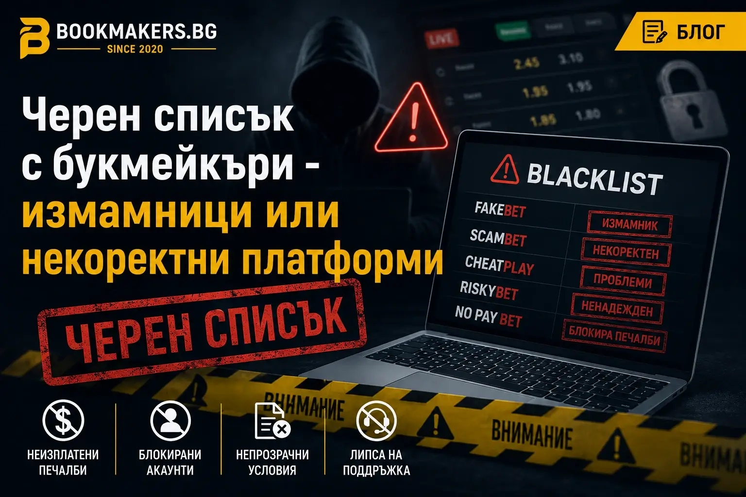 Черен списък с букмейкъри – затворени и непрепоръчителни платформи